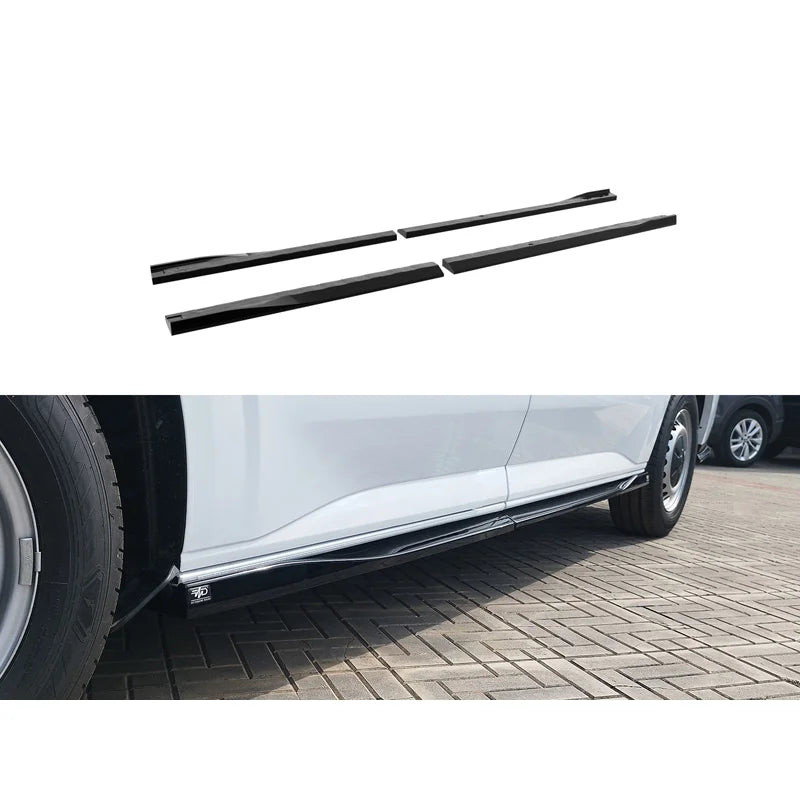 Set sideskirts V.2 passend voor Ford Transit Custom SWB (V710) 2023- / Volkswagen Transporter T7 SWB 2024- (ABS Glanzend zwart)