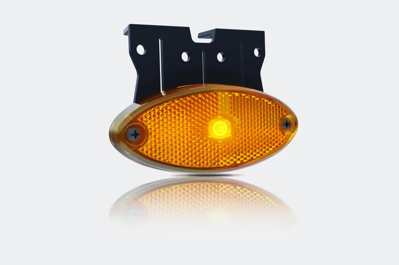 LED markeringslicht ovaal amber met steun | 12-24v | 1.5mm.2 connector | MV-5870A