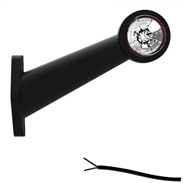 Links | LED breedtelamp | schuine steel | 12-24v | 20cm. kabel | M10BV-501RW