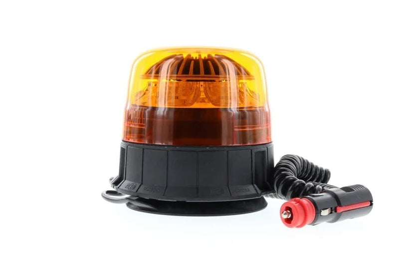 LED R65 zwaailamp amber 12/24v magneetvoet+zuignap, roterend | D14489