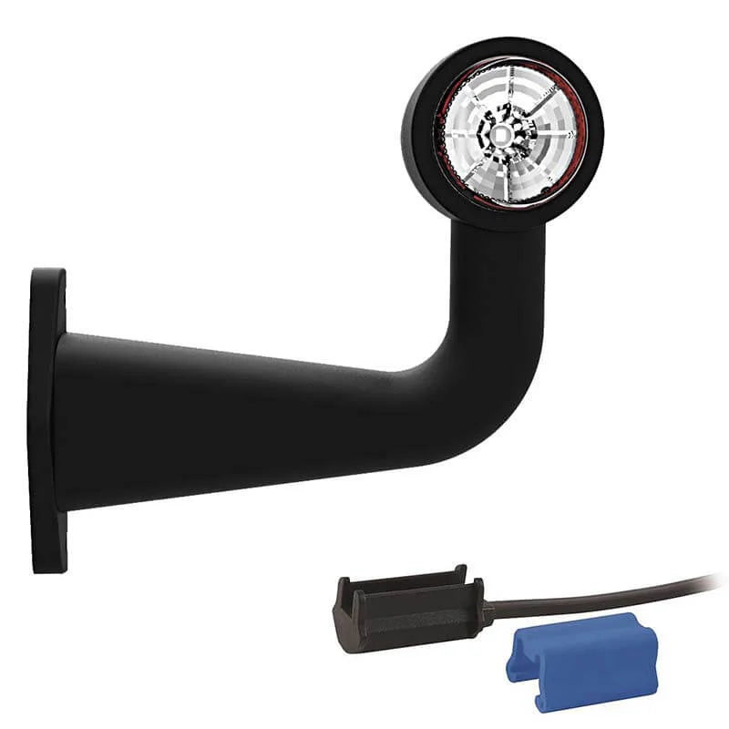 Links | LED breedtelamp met haakse steel | 12-24v | 0,75mm². connector | M10BV-611RW