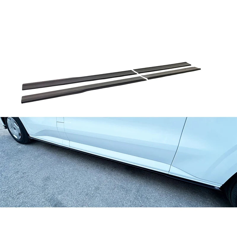 Set sideskirts passend voor Ford Transit Custom LWB (V710) 2023- / Volkswagen Transporter T7 LWB 2024- (ABS Glanzend zwart)