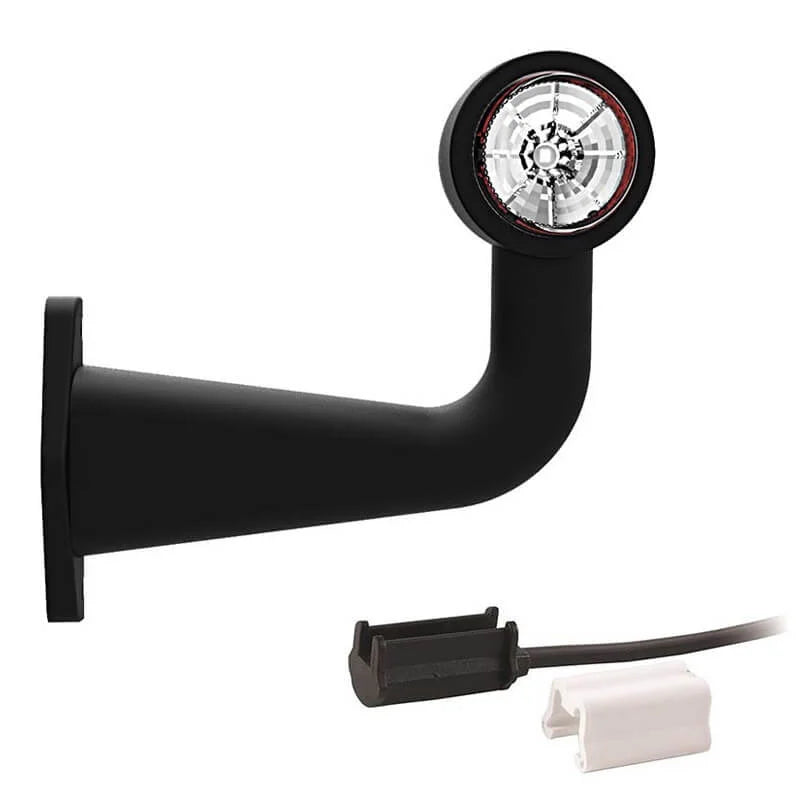 Links | LED breedtelamp met haakse steel | 12-24v | 1,5mm². connector | M10BV-621RW