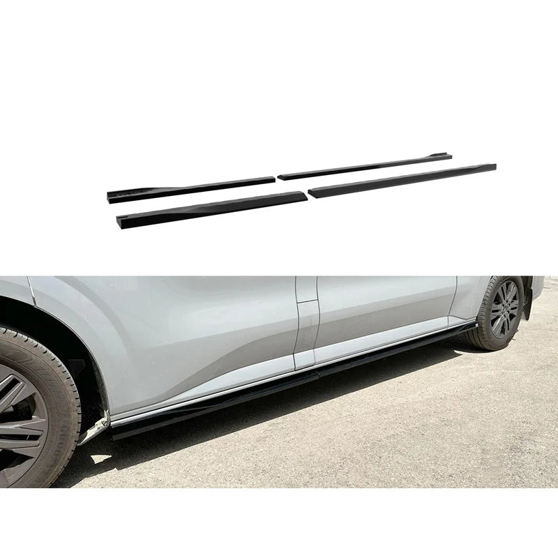 Motordrome Set sideskirts V.2 passend voor Ford Transit Custom LWB (V710) 2023- / Volkswagen Transporter T7 LWB 2024- (ABS Glanzend zwart)