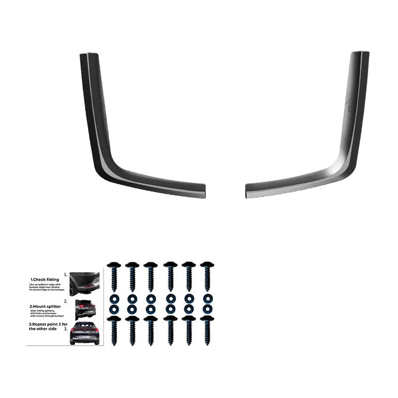 Achterbumperskirts (Hoeken) passend voor Volkswagen Transporter T7 2024- & Ford Transit Custom (V710) 2023- - Glanzend zwart