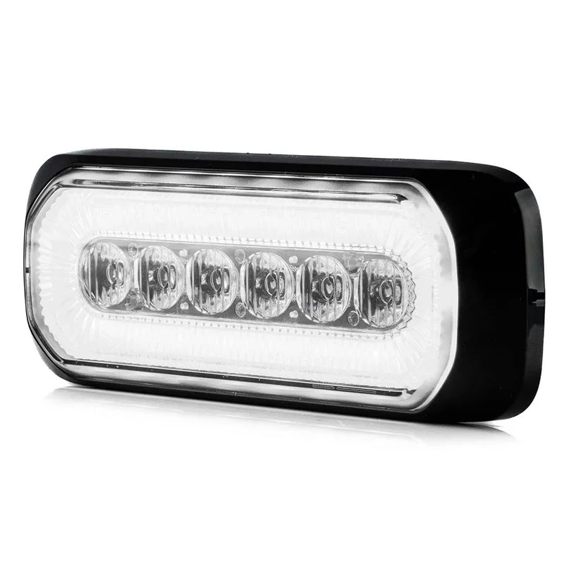 LED R65 flitser + Halo-ring, amber/wit 12-24v