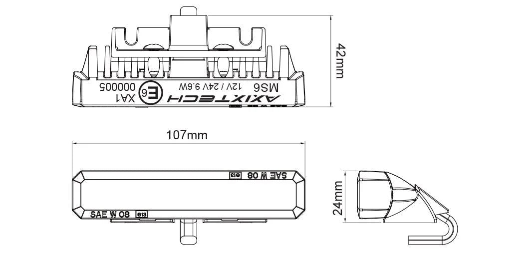 MS6 Mini-Stealth fixed mounting bracket Class 2 LED flash - Amber