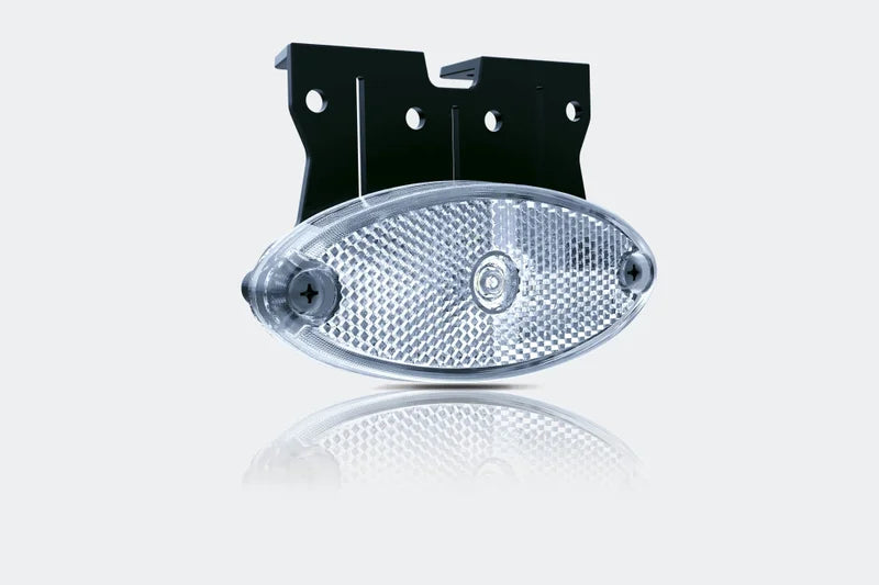 LED markeringslicht ovaal wit met steun | 12-24v | 50cm. kabel | MV-5850W